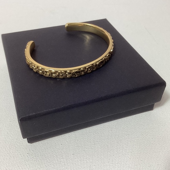 Gucci GG Floral Gold Bangle Retro - Picture 1 of 5